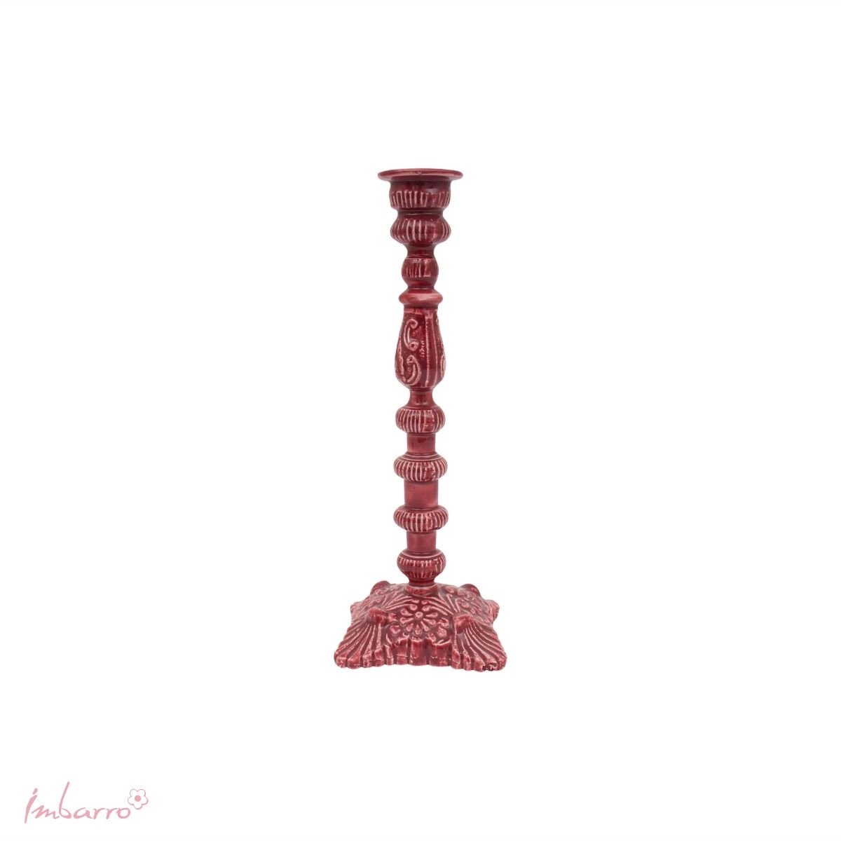 Imbarro Fashion & Home kandelaar Loren green met schitterende relief- en embossed patronen in het metaal 30 cm