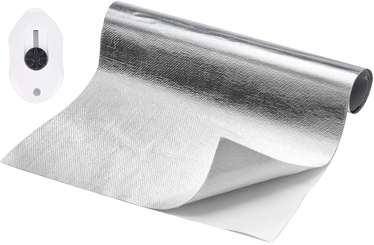 Isolatiefolie, zelfklevend, warmte-isolatie, van aluminiumfolie, glasvezel, thermische isolatie, auto, warmtebescherming, zelfklevend, reflecterend materiaal voor slang, 60 x 200 cm