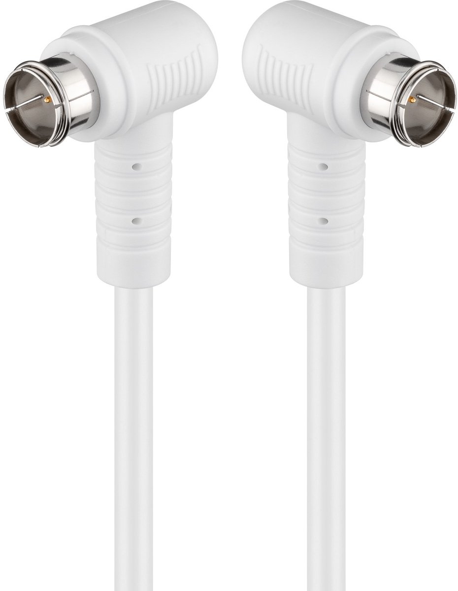 Image of Goobay Schuine SAT-antennekabel (80 dB) 1,5 m, F-stekker (quick) 90° naar F-stekker (quick) 90° (volledig afgeschermd), dubbel afgeschermd