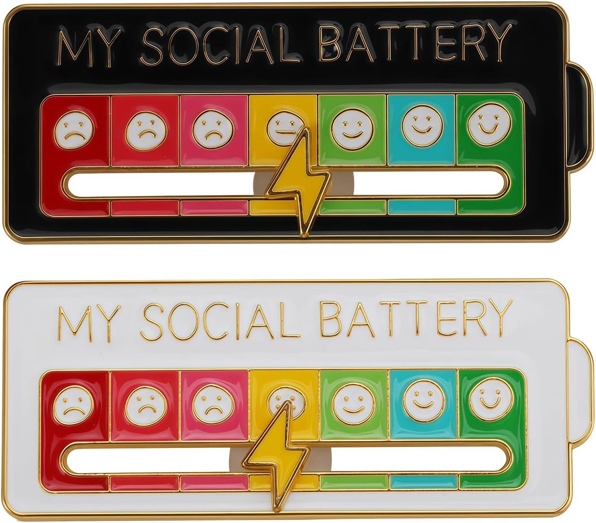Sociale batterij emaille pinnen, glijdende stemming tracker broche voor kleding en tassen, grappige introverte reversspeldjes, creatieve sieraden cadeau voor vrienden en
