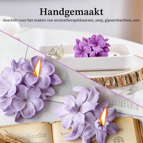 Mallen voor bloemkaarsen, kunnen worden gebruikt voor zelfgemaakte kaarsen, taartdecoraties, zeep en andere siliconen mallen. 3D bloem siliconen mal bevat lelie en plus — afbeelding 3