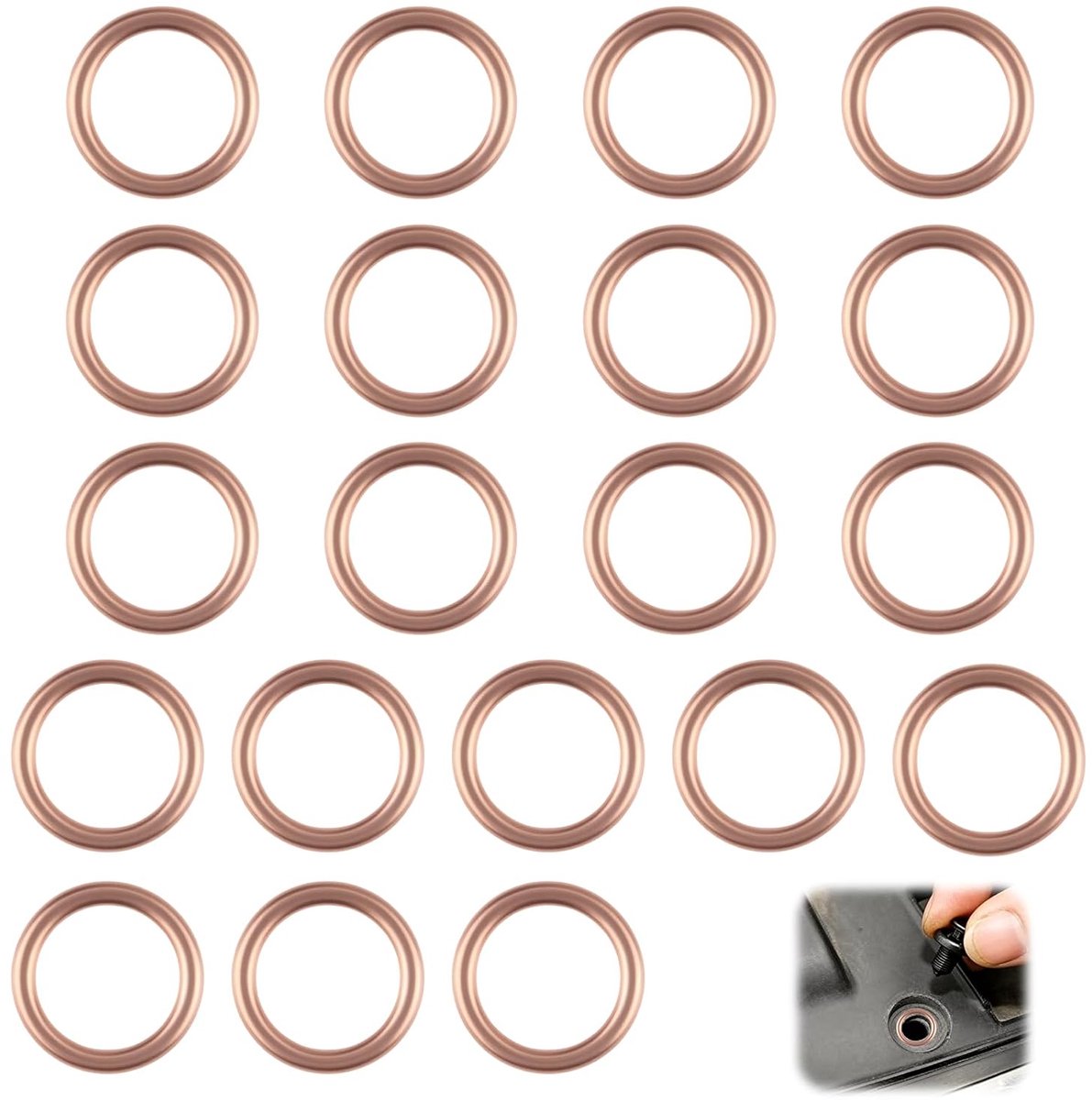 20 stuks koperen afdichtringen M16 x 22 x 2 voor olieaftapschroeven, koperen ringen assortiment massieve koperen ringen koperen sluitringen set 7703062062 11137546275 16430 31338 7546275 4404724