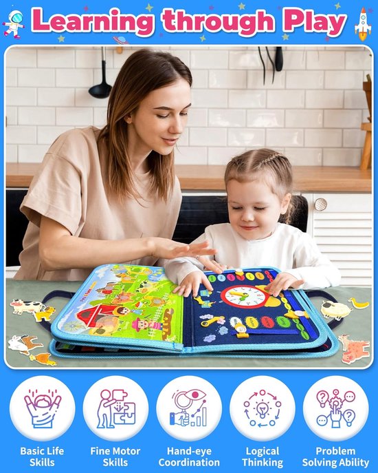 Montessori Activiteitenboek - Busy Board Montessori Speelgoed Boek - Educatief speelgoed voor in de auto onderweg — afbeelding 3