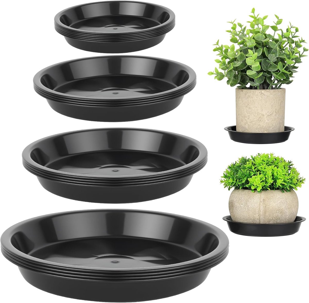 Schotels, 18 stuks Plantenschotels, potplantbakken voor potten, waterdichte bloempotdruppelbakken voor binnen- en buitenplanten, bloemen (12 cm/16 cm/18 cm/22 cm)