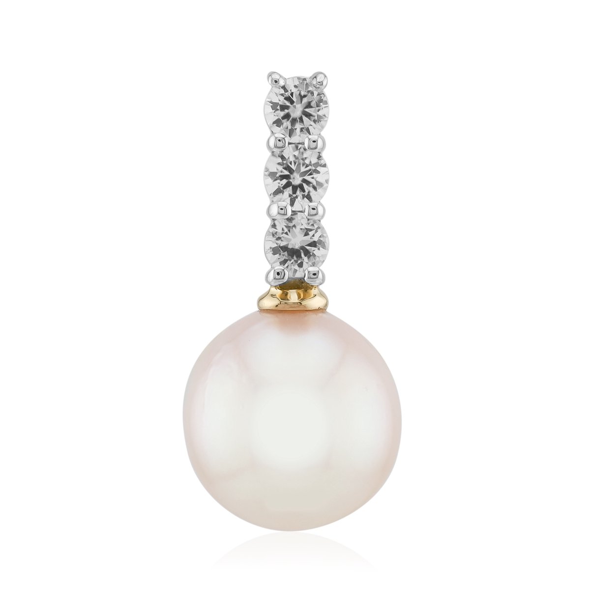 Cavill - Akoya Parelhanger - 925 Verguld Zilver - 8,5 mm Japanse Ronde Parel - 0,258 ct Cambodja Zirkonen - Elegant & Tijdloos