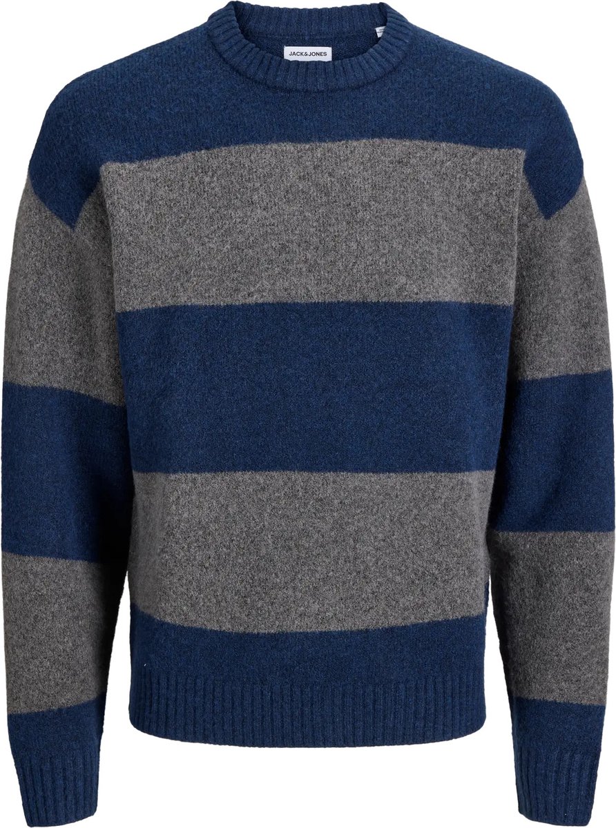 JACK & JONES Soho ollie knit crew neck regular fit - heren pullover wolmengsel met O-hals - blauw (navy blazer lgm)