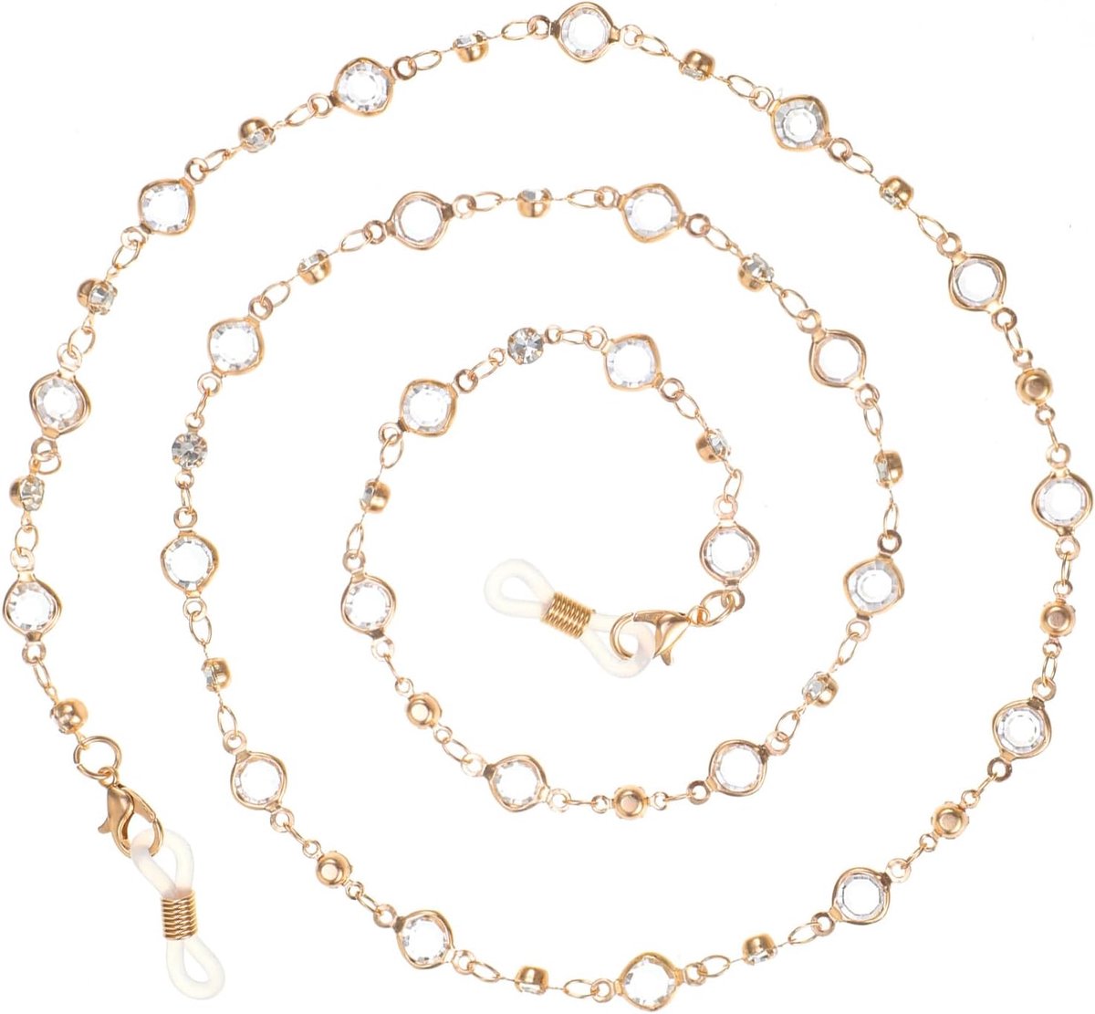 Brillenketting bezet met kristallen kralen, 72 cm, brillenhouder om te hangen, stijlvolle brillenketting voor dames
