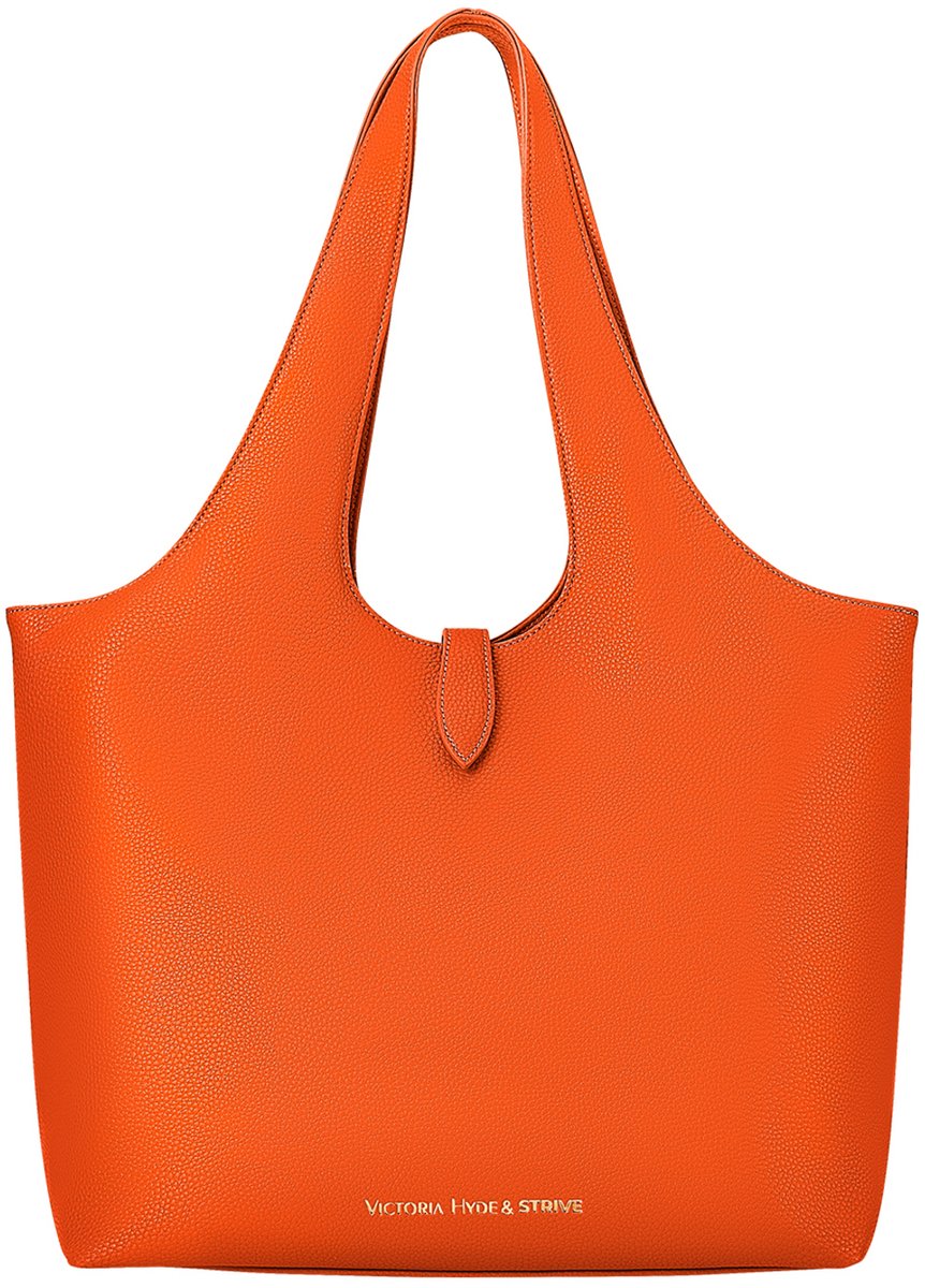 Victoria Hyde “Strive” - Schoudertas Vrouwen - Handtas - Draagtassen Zacht PU Leer - Hobo Tassen - Lichtgewicht 0,4 kg - Tas met Grote Inhoud - Ideaal voor Reizen, Winkelen ,Zakelijke Uitstapjes - Afneembaar 13 inch Laptopvak - Oranje