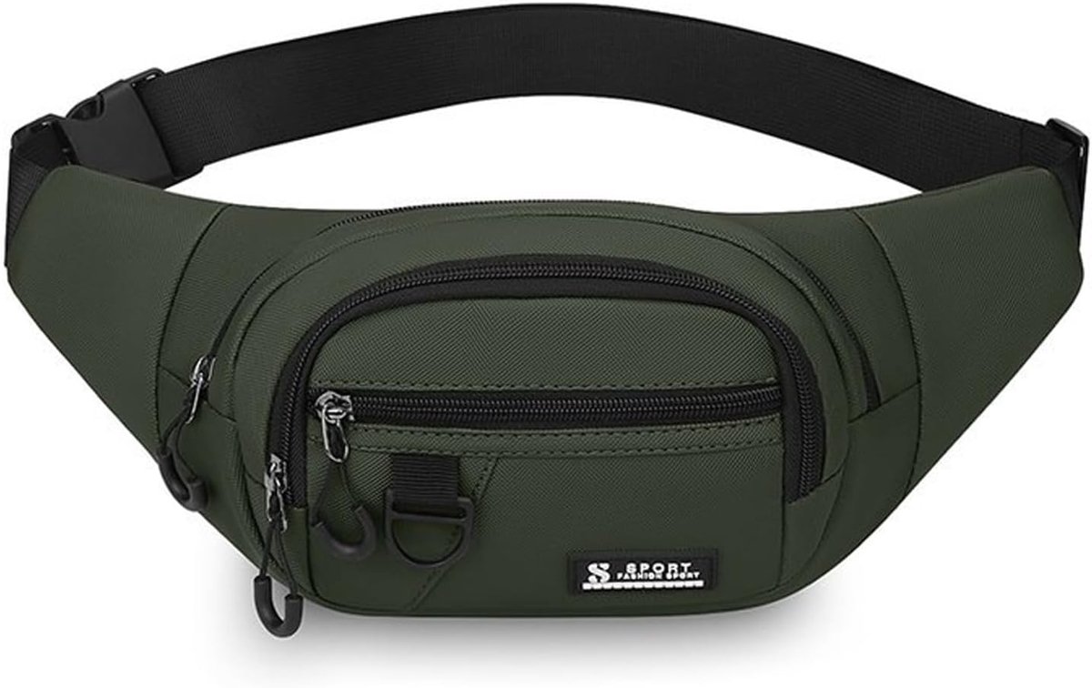 Heuptas voor dames en heren - waterafstotend - olijfgroen - praktische tas voor sport en reizen - ShopVlot