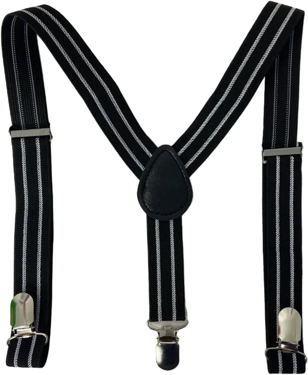 suspenders voor kinderen 2 cm smal - verstelbaar - zwart-wit gestreept - perfect voor feestjes - ShopVlot