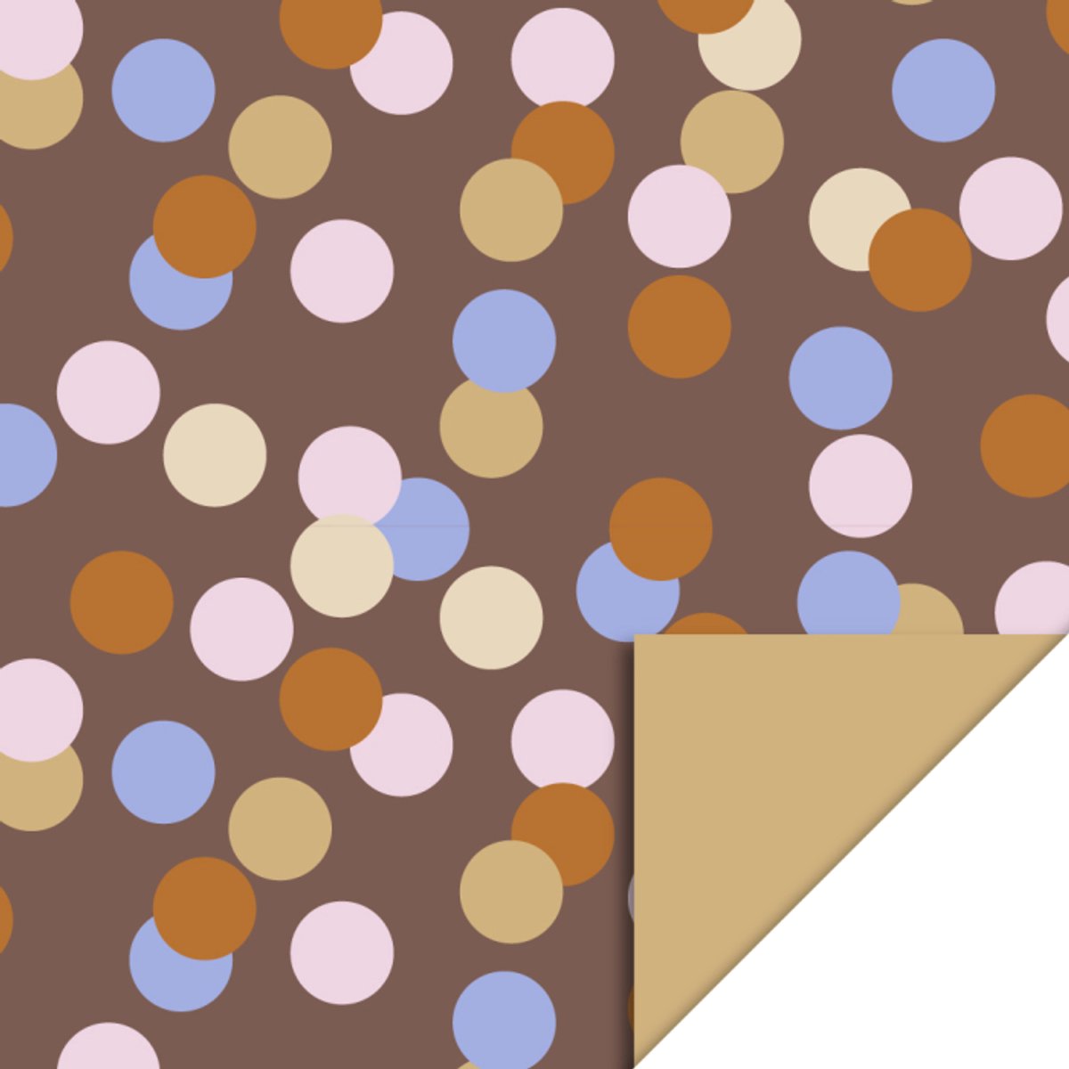 Het Inpakhuis - Cadeaupapier - Inpakpapier - Kadopapier - Big Confetti - Biscuit - 70cm x 3mtr