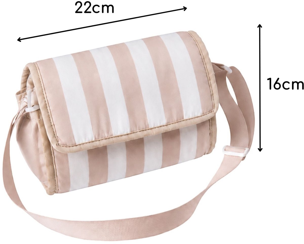 howa Luiertas voor Poppen „stripes“ met 7-delige Accessoireset voor Poppen tot 50 cm – beige/wit 29503 – foto 3