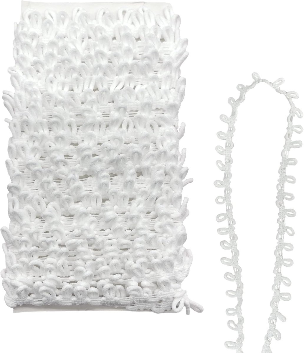 Elastische knooplus met knoopgaatje - witte nylon - duurzame bevestiging - ideaal voor kledingdecoratie - ShopVlot