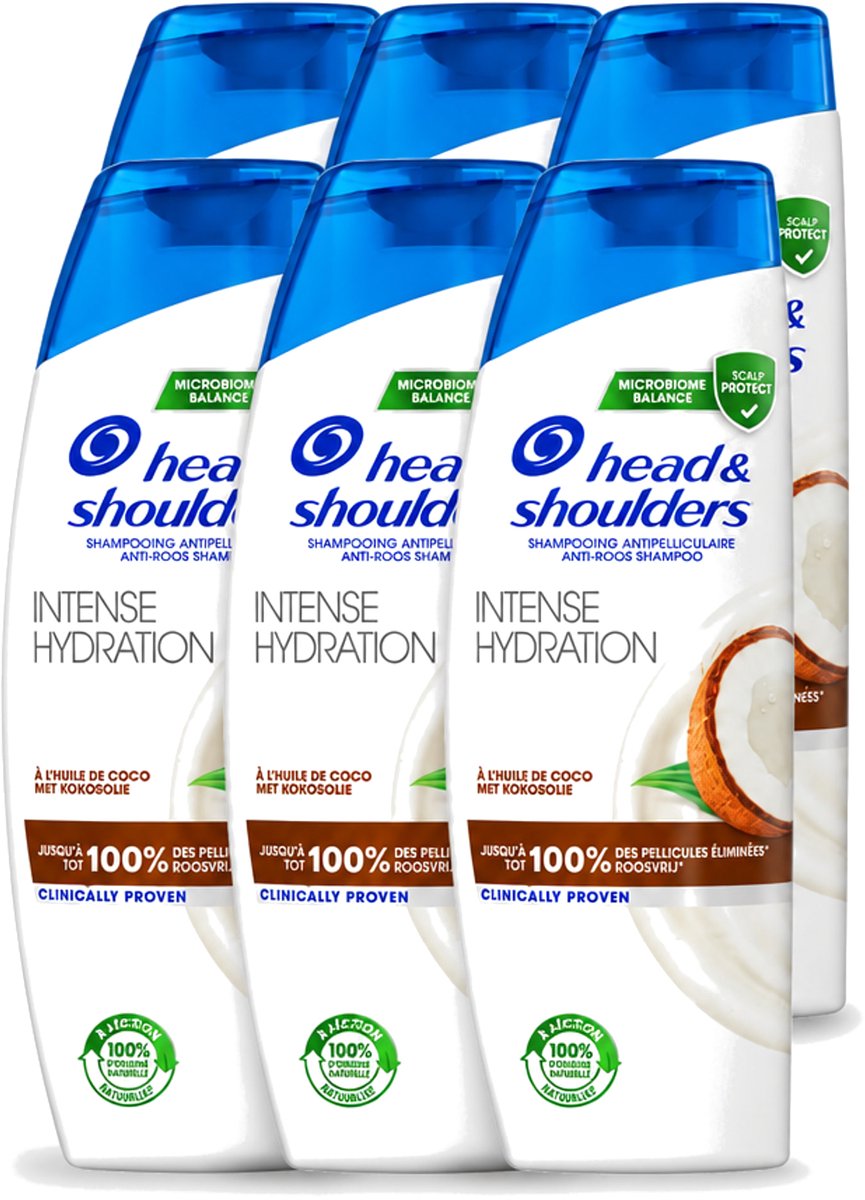 6 x Head & Shoulders - Anti-Roos Shampoo - Intense Hydration - Met Kokosolie - 285 ml - Voordeelverpakking - 6 stuks