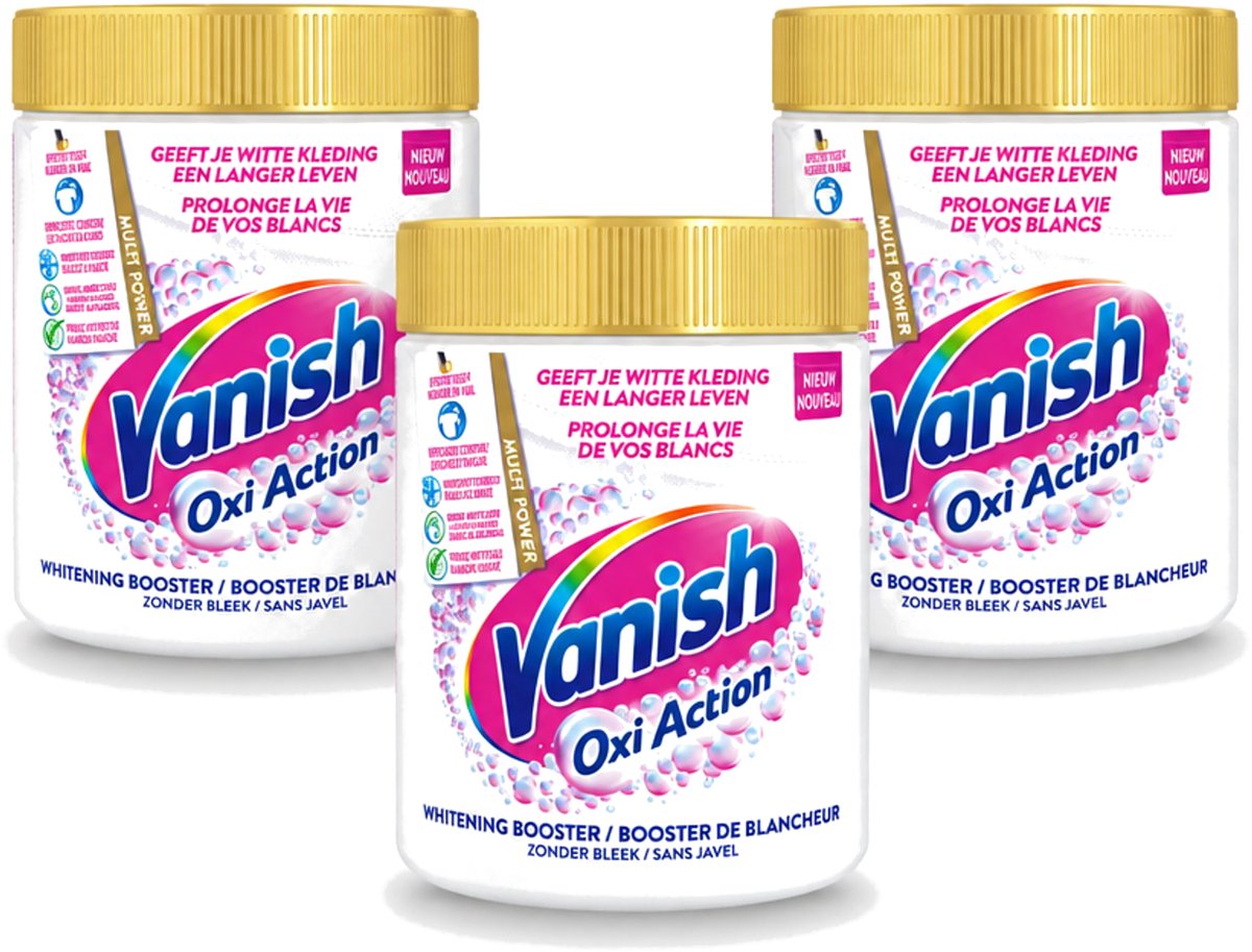 3 x Vanish Oxi Action - Vlekkenverwijderaar Poeder - Zonder Bleek - Witte Was - 550 Gram - Voordeelverpakking - 3 stuks