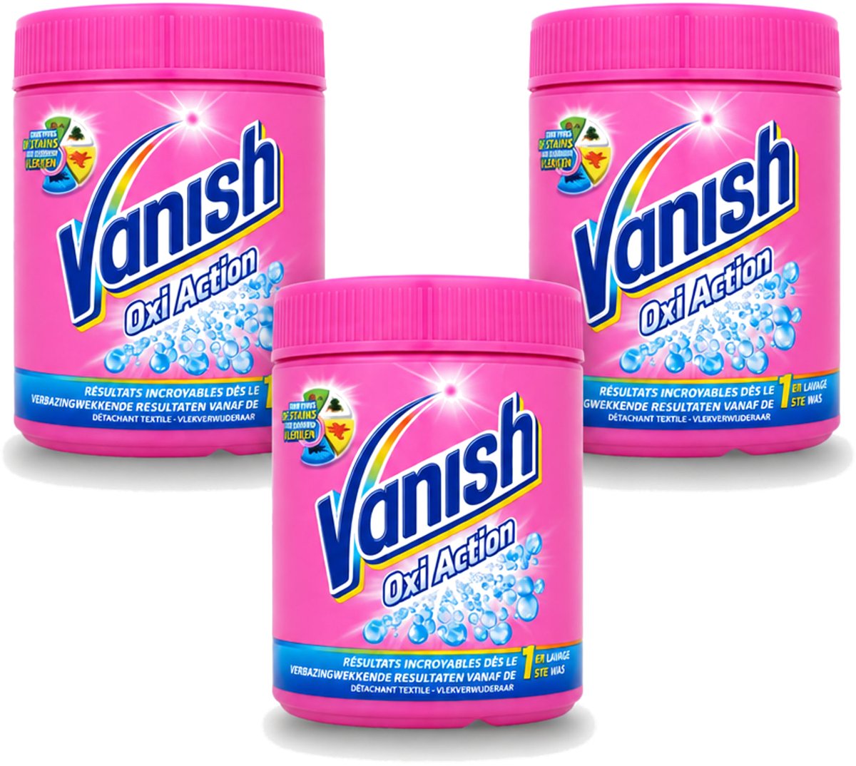 3 x Vanish Oxi Action - Vlekkenverwijderaar Poeder - Zonder Bleek - Gekleurde Was - 500 Gram - Voordeelverpakking - 3 stuks