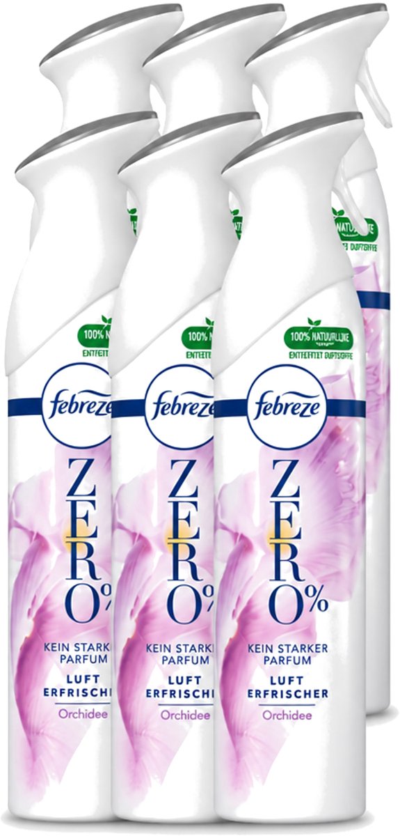 6 x Febreze Spray - Zero % - Orchidee - Luchtverfrisser - 300ml - Voordeelverpakking - 6 stuks