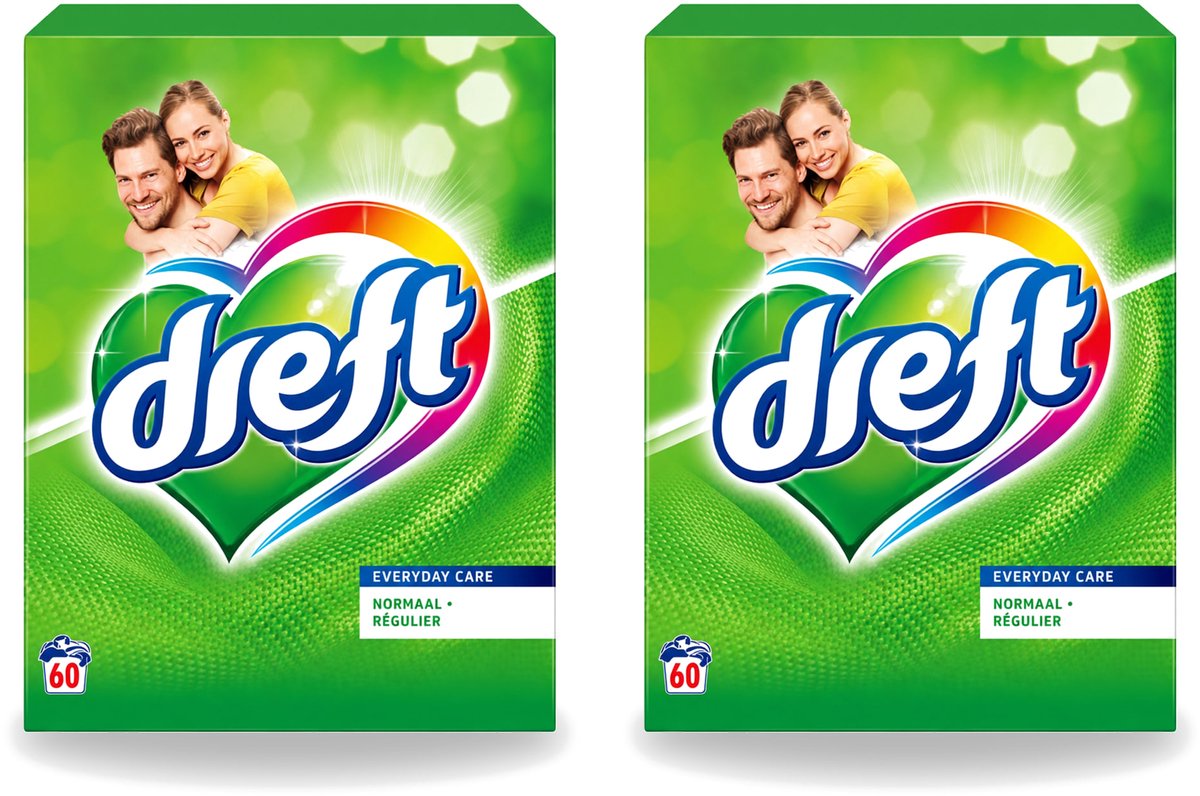 2 x Dreft - Everyday Care - Waspoeder - Gekleurde Was - Original - 60 Wasbeurten - Voordeelverpakking - 2 stuks