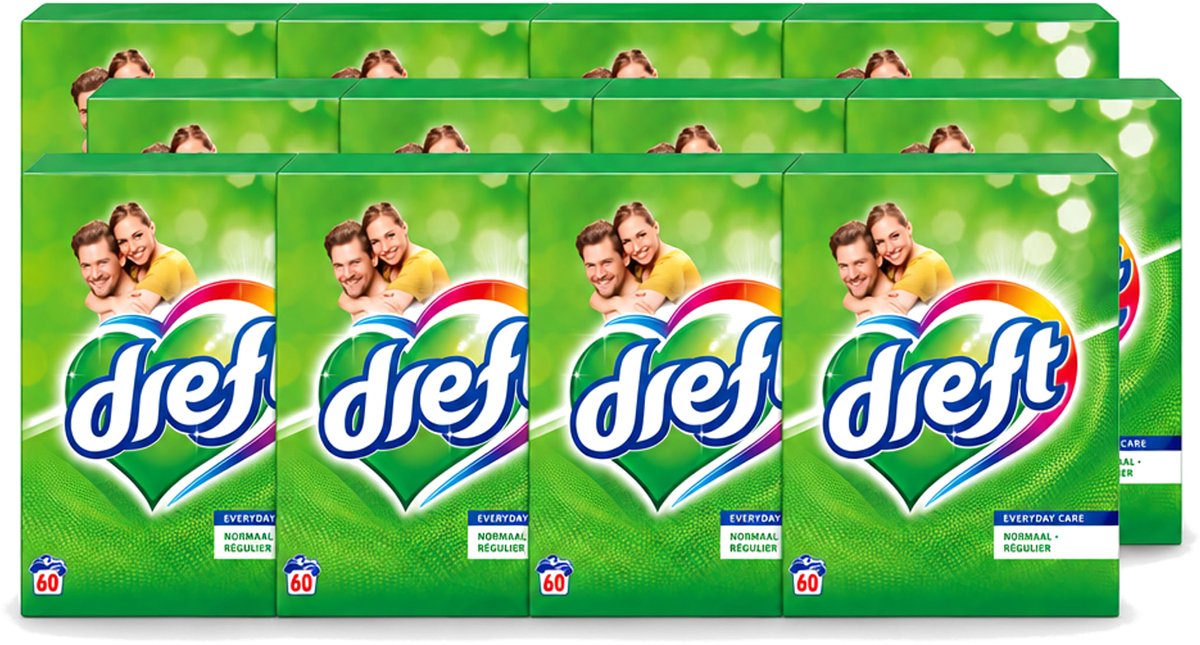 12 x Dreft - Everyday Care - Waspoeder - Gekleurde Was - Original - 60 Wasbeurten - Voordeelverpakking - 12 stuks