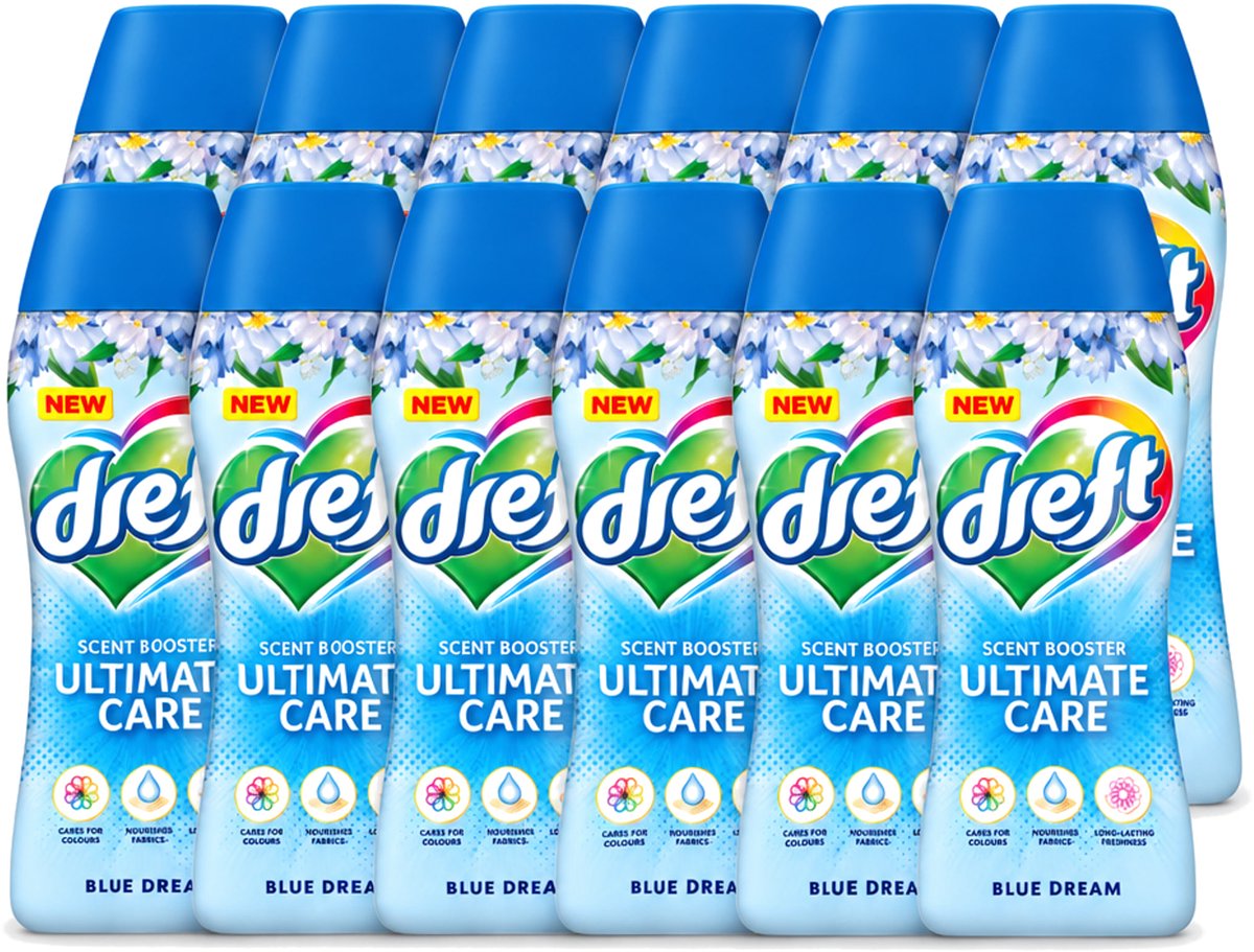 12 x Dreft - Ultimate Care - Wasverzachter - Geurbooster - Gekleurde Was - Blauwe Droom - 15 Wasbeurten - Voordeelverpakking - 12 stuks