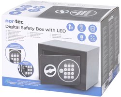 NOR-TEC Digital Safety box - Digitale kluis - kluis elektronisch - digitale kluis met sleutelslot  - geldkist cijferslot