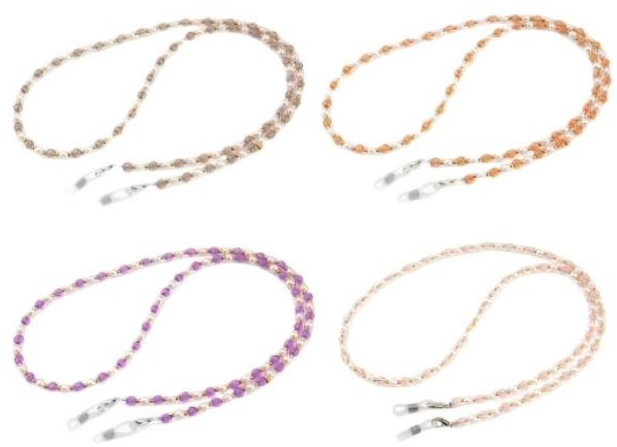 Zonnebrillenketting - 4 stuks - Zonnebrillenketting - 70 cm - Brillenkoord - Brillenketting - Brillenketting voor dames - Brillenhangertje - Brillenketting tegen verlies - Zonnebrillenketting voor dames - Ketting met brilhanger - Brillenbandje