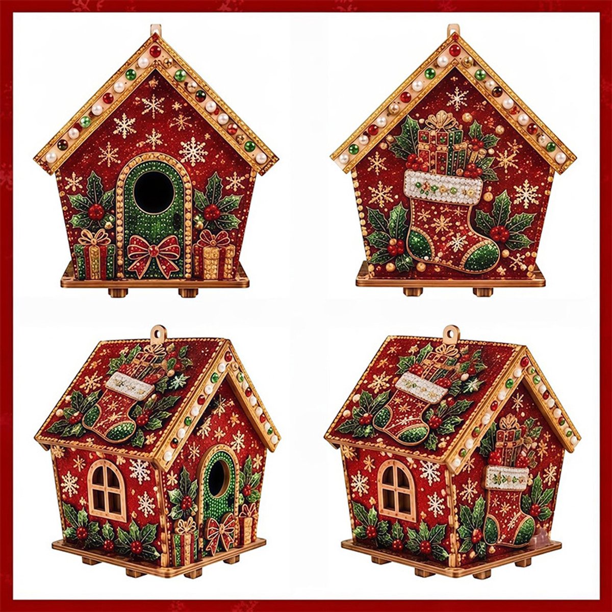 Namajunas - 3D Houten Huis Diamond Painting set - Parels - Diamond Painting Volwassenen & Kinderen - Met Diamond Painting Accesoires - Creatief Knutselen - Knutselpakket - Kerstboomversiering - Kerstversiering Decoratie Binnen - Cadeau - Kerstkous – foto 8