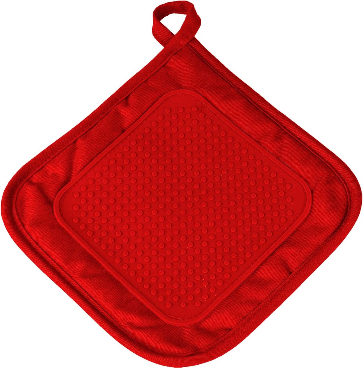 Decor - 1790113, pannenlap, 19 X 19 cm, kuistot, polykatoen+siliconen, rood