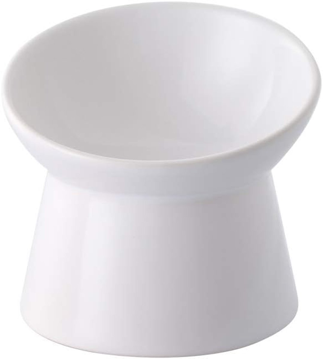 Gekantelde kattenvoerbak van keramiek - Anti-braak ondiepe kom voor katten - Stressvrije kittenkom - Magnetron- & vaatwasserbestendig - 12 cm - Wit