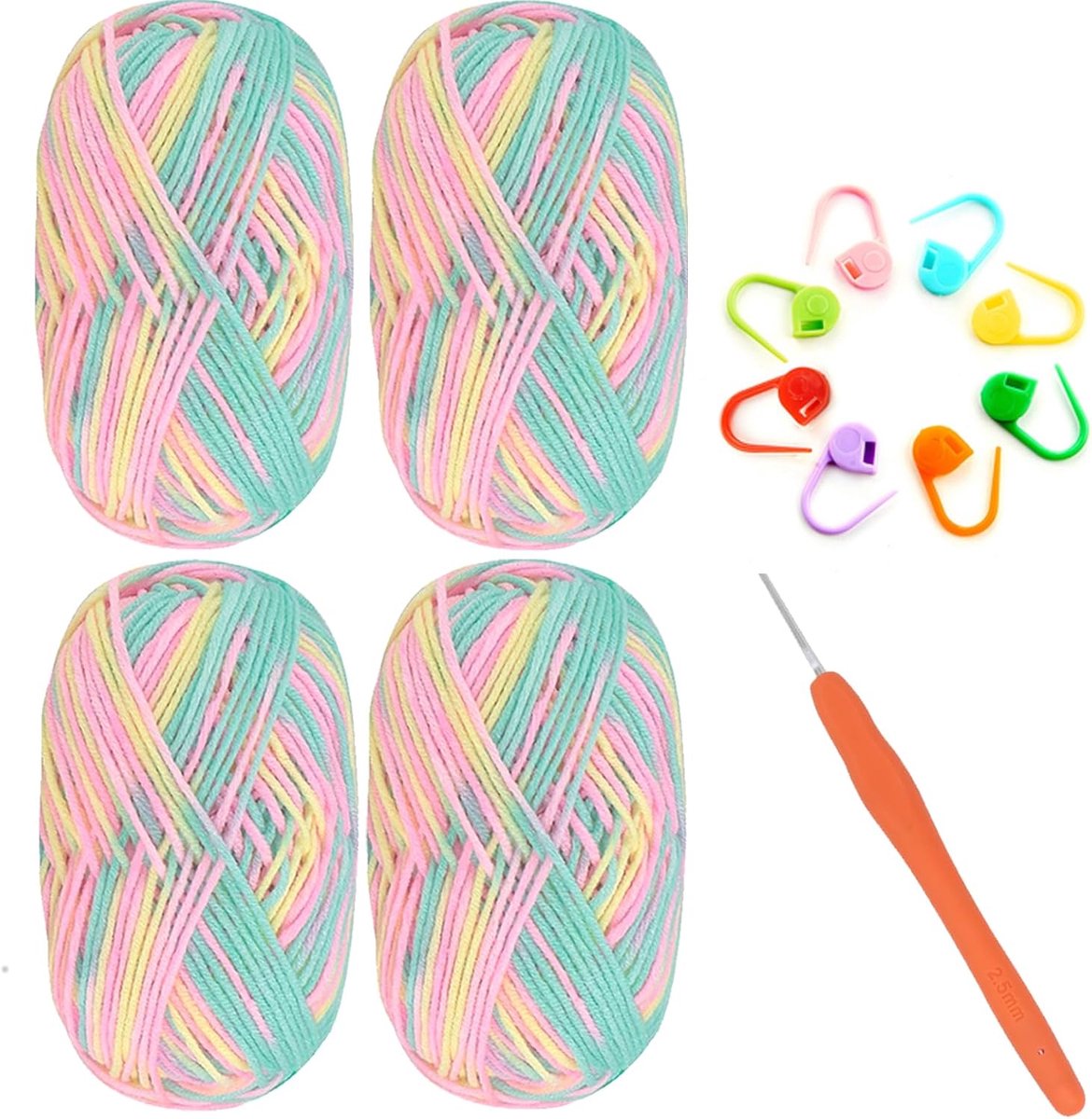 4 stuks ombre haakgaren - 50 g melkkatoen en acryl set voor beginners, amigurumi met 2,5 mm haak (5-laags)