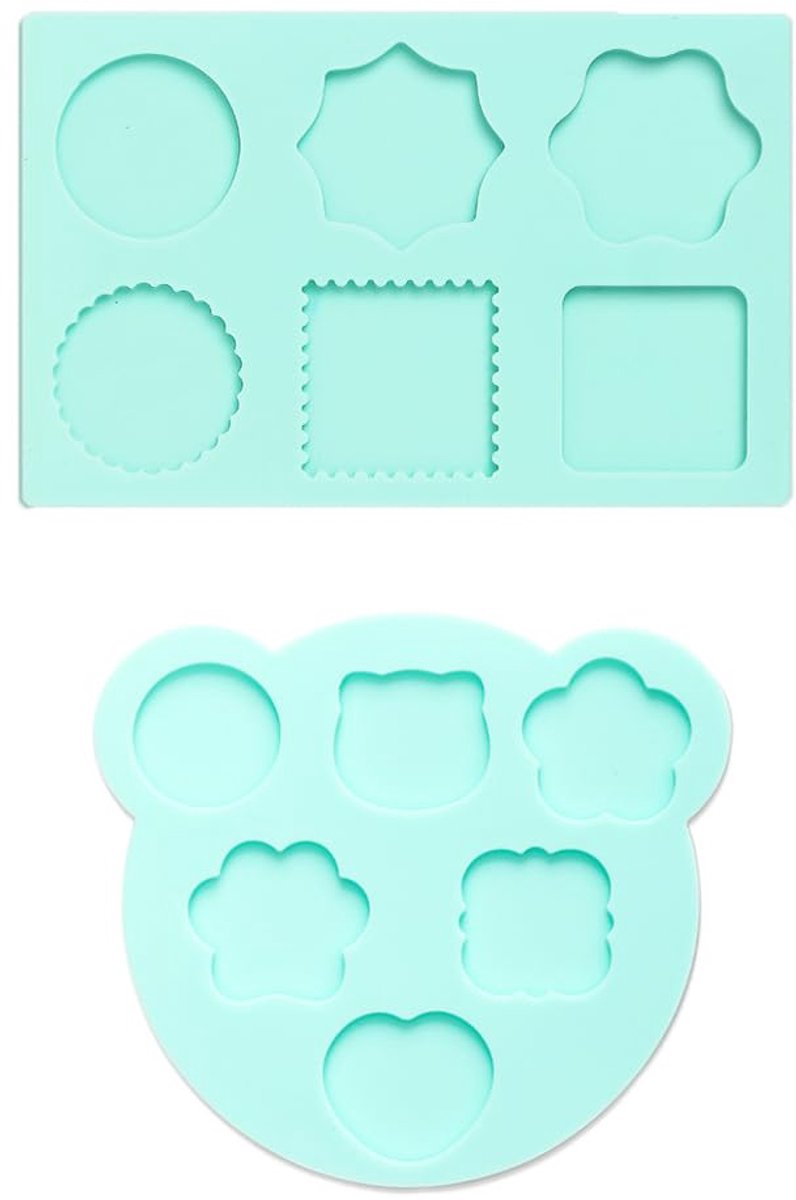 Siliconen waszegels, matte vormkit, vierkante en berenmatten, 2 stuks met 11 waszegelvormen, doe-het-zelf afdichtingswas, handwerk (blauw)