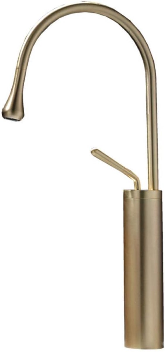 Goud, alle koperen licht, luxe warm en koud boven de wastafel met een verhoogde draaibare wastafelkraan goud