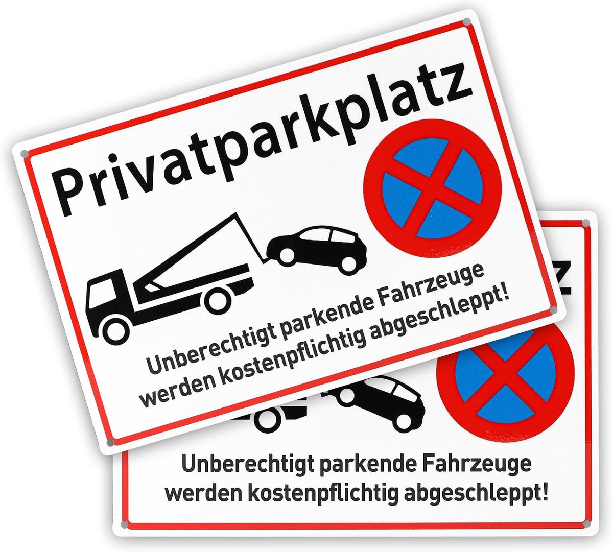 2 stuks parkeerverboden bord, 30 x 20 cm waarschuwingsbord, aluminium, parkeerplaatje, privégrondstuk, inclusief draaglijm, waterdicht, uv-bestendig