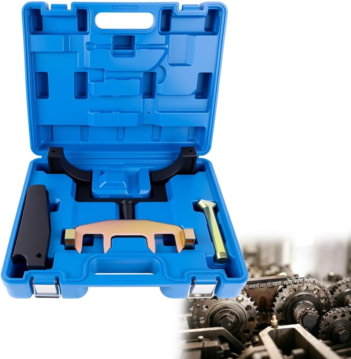 Kettingbreker gereedschapsset vergrendelingsgereedschap distributieketting nokkenas nokken distributieketting cilinderkop reparatiegereedschapsset compatibel met M271 C230 180 E200