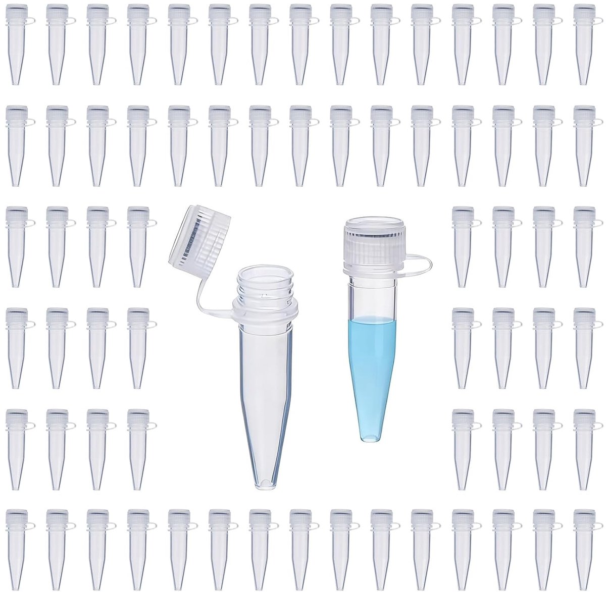 1,5 ml, microcentrifugebuizen, conische buisjes met veilige schroefdop voor laboratorium- en industriële toepassingen, lekvrij, autoclaveerbaar, 250 stuks