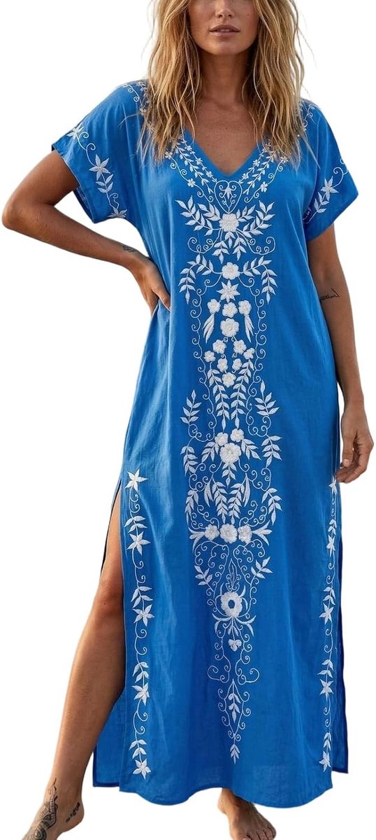 Lange Kimono Maxi Bohemian Jurk Strand Coverup Badjas Grote Maat Lougewear One Size