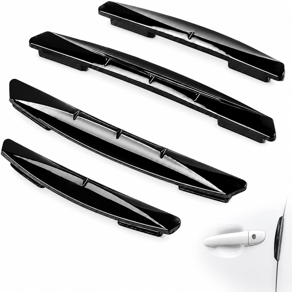 4 stuks auto rubberen deurrandbeschermers – anti-kras beschermstrips, zelfklevende deurbescherming, universeel voor de meeste voertuigen, duurzaam en decoratief (zwart)