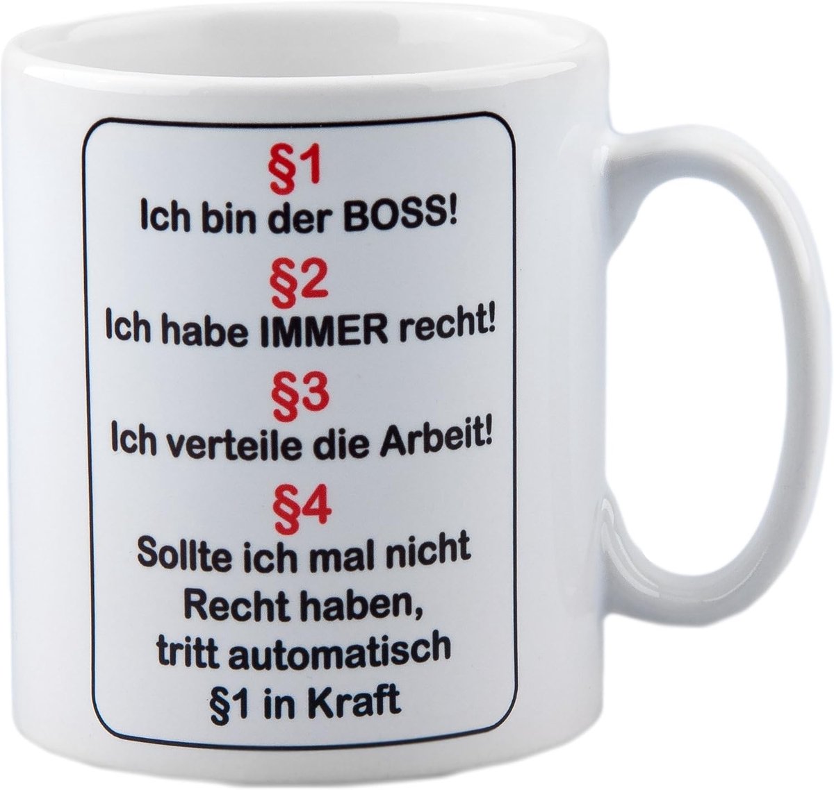 Mok met spreuk "Ich bin der Boss" - regels/paragrafen voor het bureau/de chef - grappig / werk
