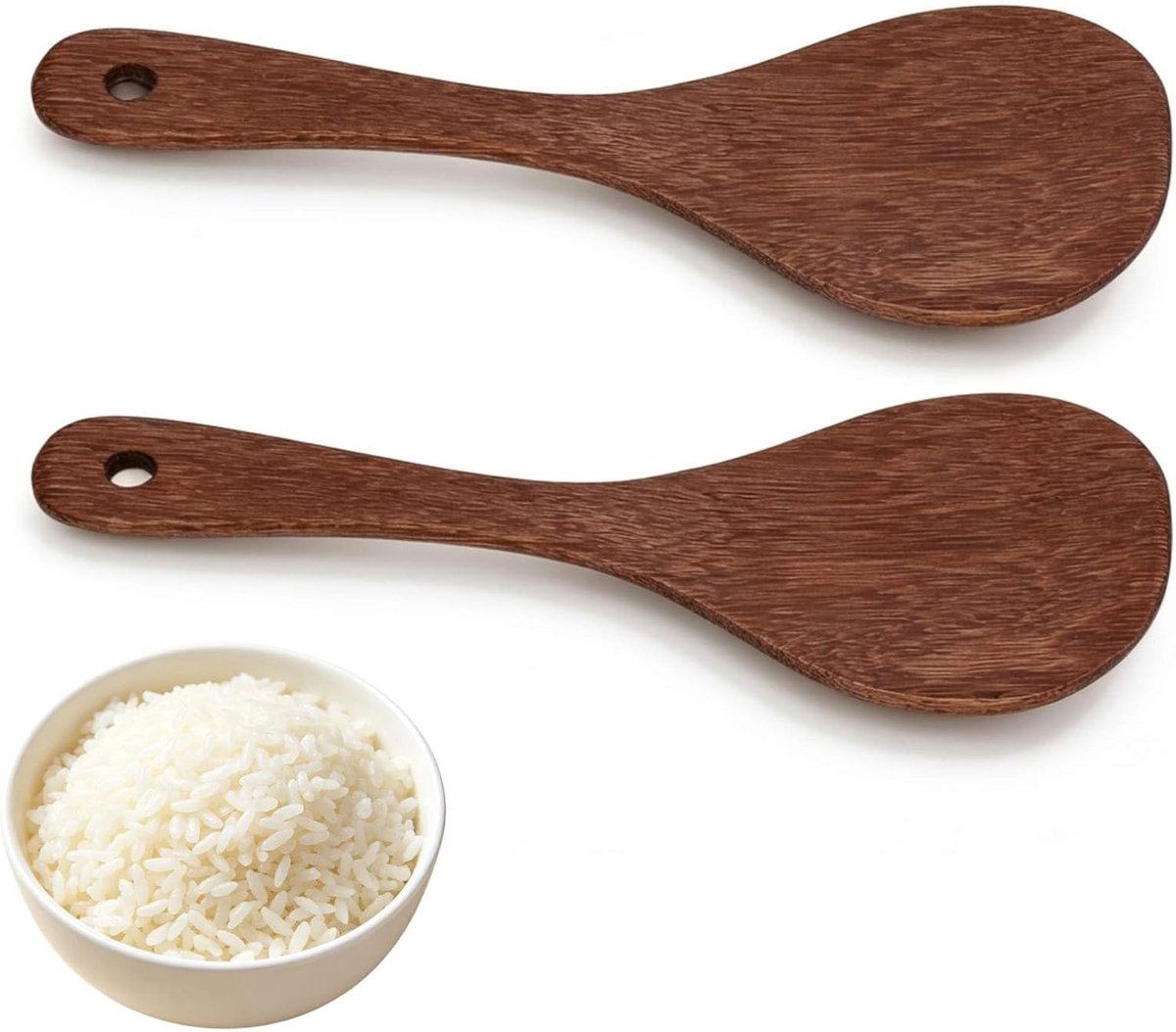 2 Stuks Houten Rijst Lepel, Rijst Opscheplepels Japanse Rijst Spatel Rijst Paddle Keuken Houten Rijst Schop Voor Keuken Rijst Aardappelpuree(01)