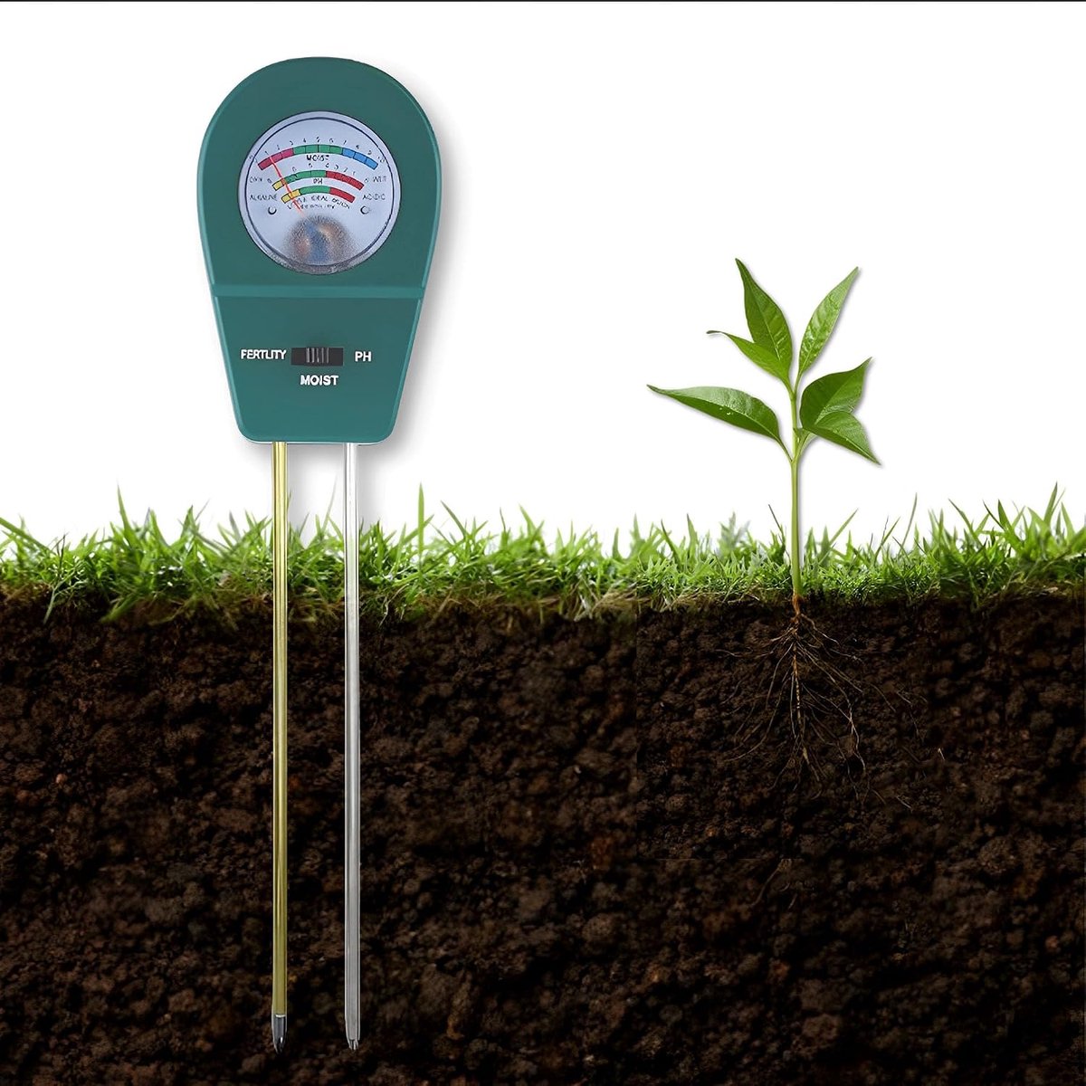Bodem Vochtmeter, Bodem Ph Meter, Plant Watering Indicator, 3 In 1 Plant Bodem Testing Kit, Plant Water Monitor, Gebruikt Voor Gewassen, Tuinen, Gazons, Binnen En Buiten Gebruik (Groen)