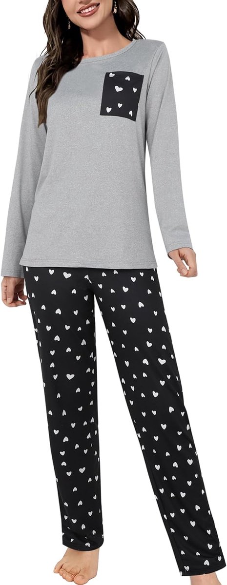 Pyjama Set Lange Mouw Ronde Hals Dames PJS voor Vrouwen Loungewear Brede Been 2 Stuks Pyjama Gezellige Nachtkleding
