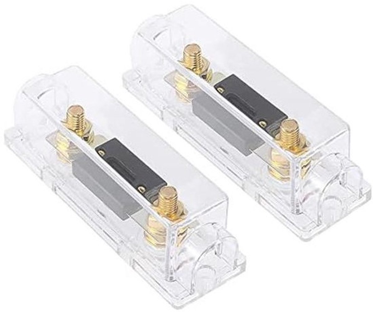 2x 150A ANL Zekeringhouder Inline Zekeringhouder voor Auto Audio & Elektrische Bescherming (Transparant)
