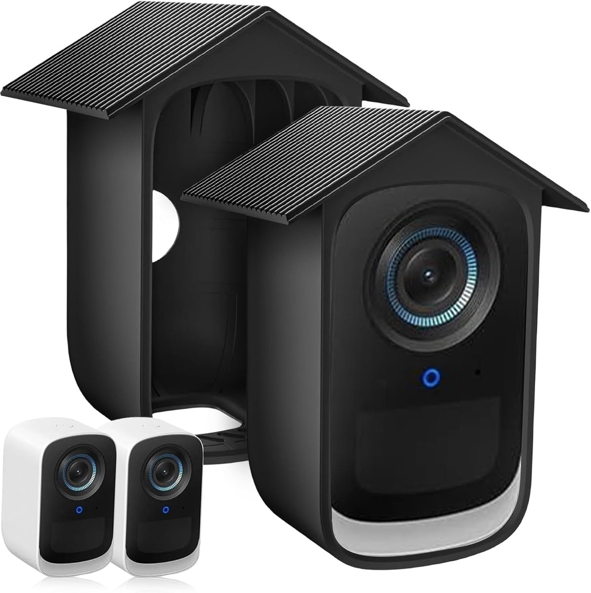 2 stuks - Camera siliconen beschermhoes - bewakingshoes - Geschikt voor eufy Security eufyCam 2C Cam en eufyCam 2C Pro draadloze buitenbeveiligingscamera's - UV- en regendicht - Zwart