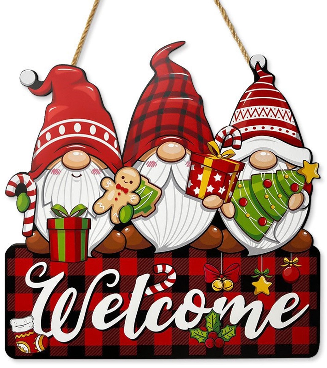 Set van 2 rustieke houten kerstdecoraties voor op tafel – Houten boerderijstijl-figuren met 3 kerstbomen en 3 kerstmannen – Geschikt voor etagères - schoorsteenmantels en als tafelstuk tijdens de kerstdagen