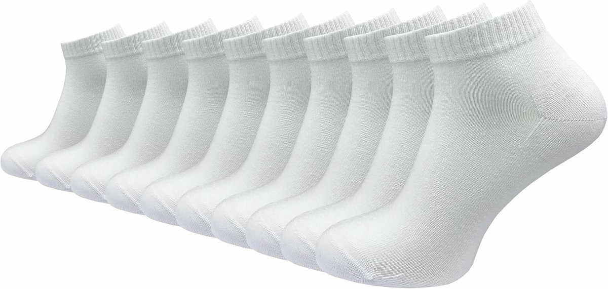 Premium Sneakersokken - Wit - 43-46 - Ademend en Versterkt - Voor Dames en Heren