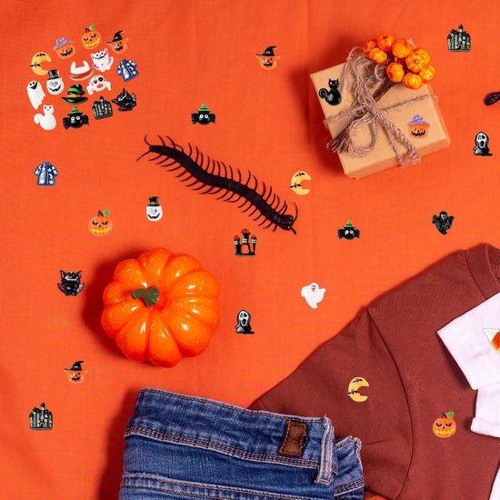 60 stuks miniatuurfiguren voor Halloween, Halloween-figuren van kunsthars, Halloween-decoraties, miniaturen, Halloween-ornament, mini-spoken, pompoen, Magere Hein, heks voor decoraties — afbeelding 3