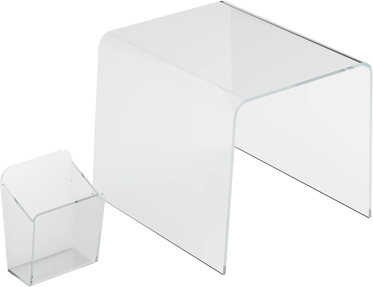 Brands Clear Acryl Locker Organizer Set Inclusief Cup & Gebogen Plank - 2 Pack