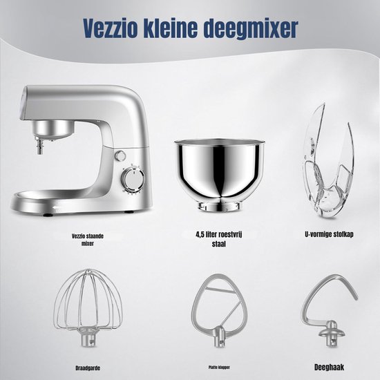 Kavo Deegmachine - Mixer met Kneedhaak - Kneedmachine - Zilver - 37cm x 24cm x 32cm van Kavo — afbeelding 4