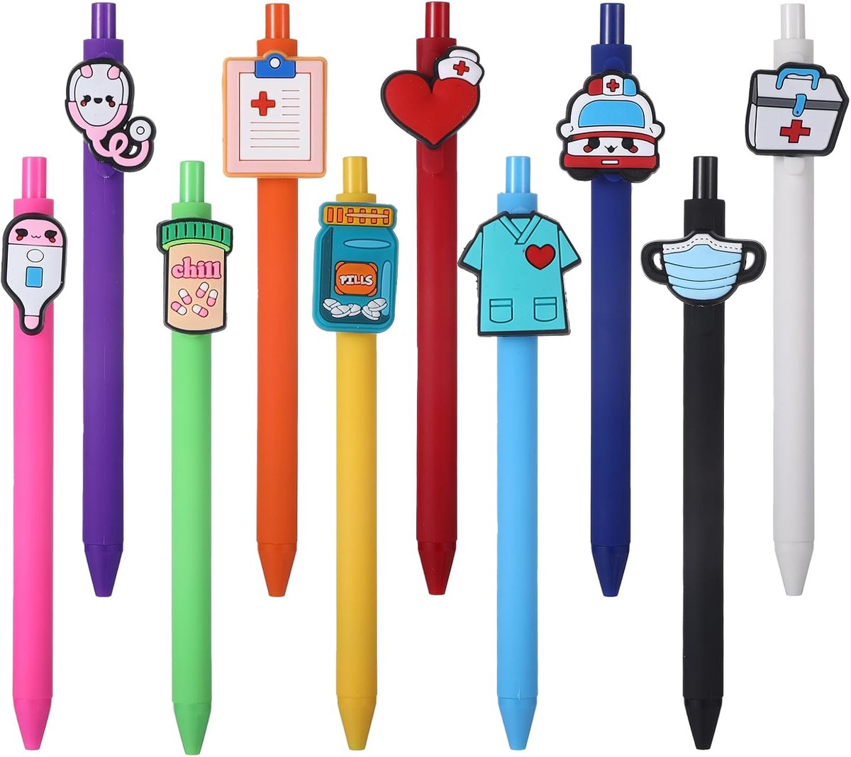 10 stuks verpleegstersgeschenken, verpleegstersaccessoires, kleurrijke pennen voor verpleegsters, grappige tekenballen, cadeau voor verpleegsters, medisch