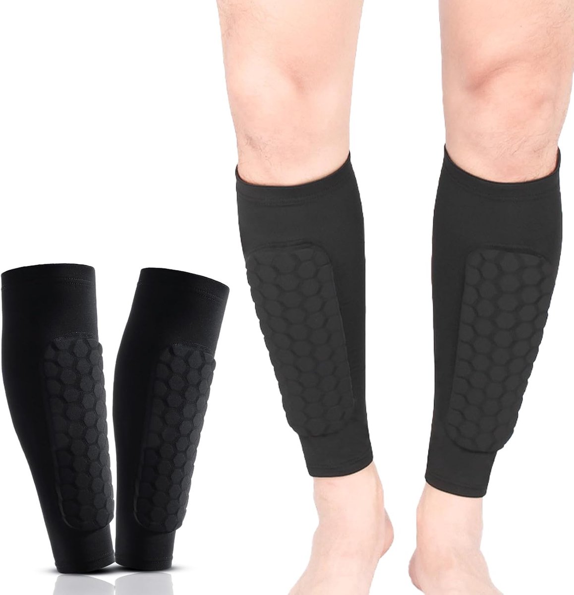 1 paar Shindefender Shin Guards, Sharelove Soccer Shin Guards, Voetbal Shin Guard Mouwen met Elastische Honingraat Pads voor Tieners en Volwassenen